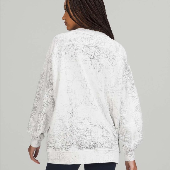 Lululemon perfectly oversized crew white black thread design - Picture 4 of 10